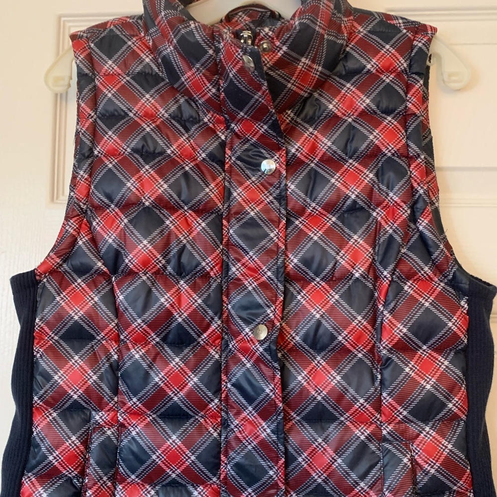 Tommy Hilfiger Red and Navy Blue Plaid Vest/New